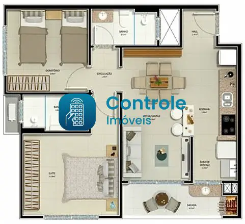 Foto 5 de Apartamento com 2 Quartos à venda, 62m² em Pagani, Palhoça