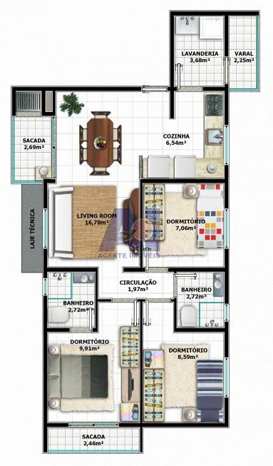 Foto 2 de Apartamento com 3 Quartos à venda, 79m² em Glória, Joinville