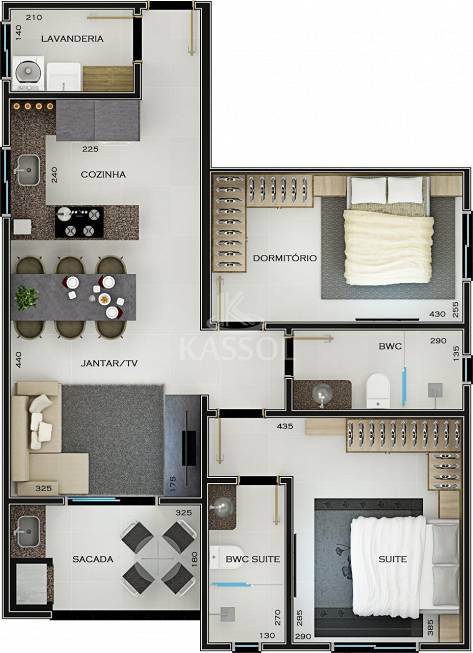 Foto 3 de Apartamento com 1 Quarto à venda, 74m² em Recanto Tropical, Cascavel