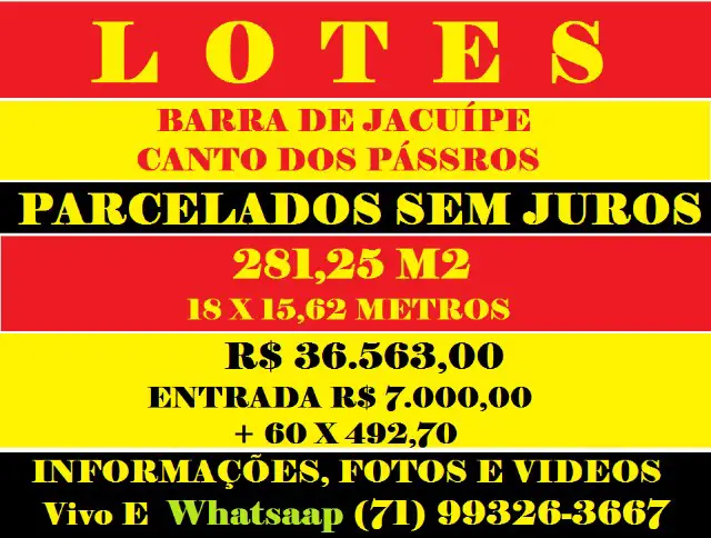 Foto 1 de Lote/Terreno à venda, 28125m² em Barra do Jacuípe, Camaçari