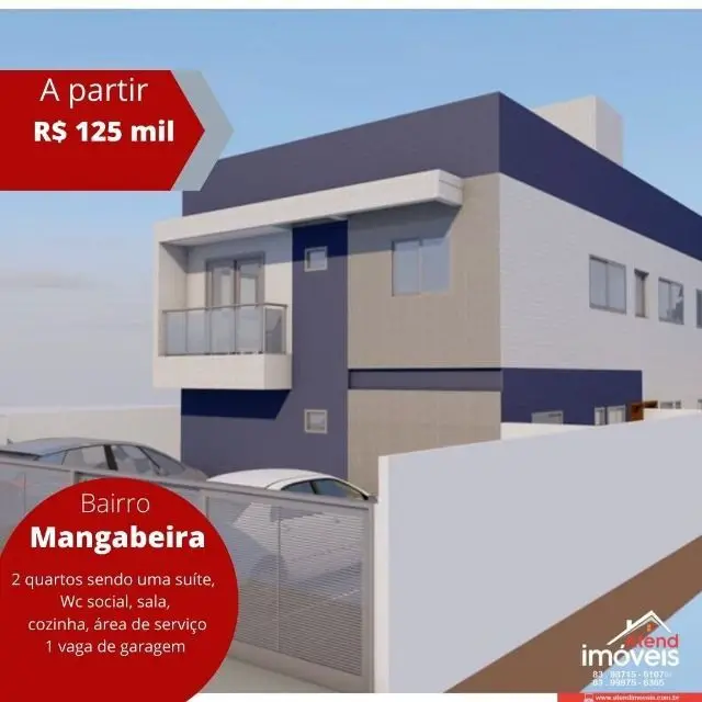 Foto 1 de Apartamento com 2 Quartos à venda, 44m² em Mangabeira, João Pessoa