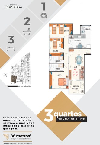 Foto 2 de Apartamento com 3 Quartos à venda, 86m² em Santa Helena, Juiz de Fora