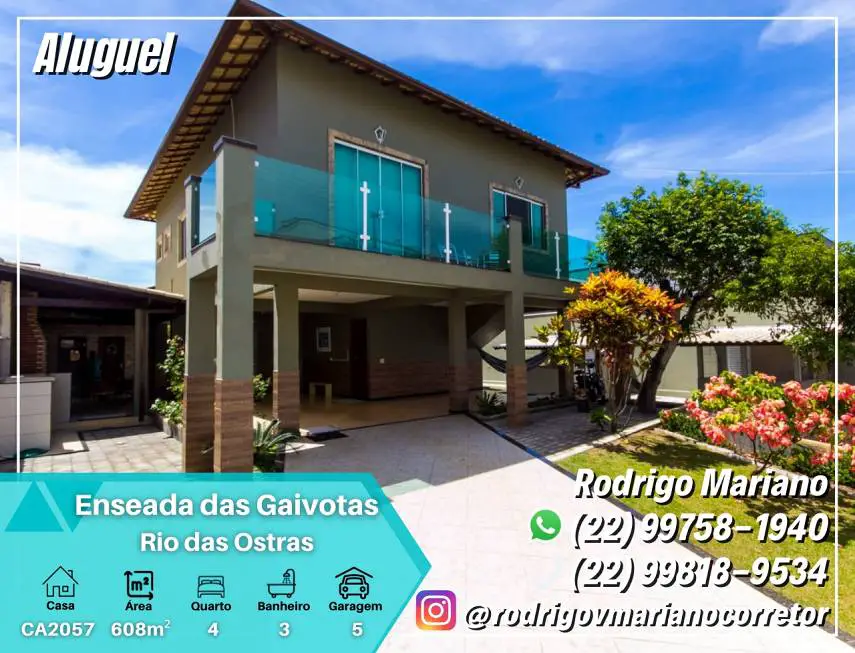 Foto 1 de Apartamento com 4 Quartos para alugar, 200m² em Enseada das Gaivotas, Rio das Ostras