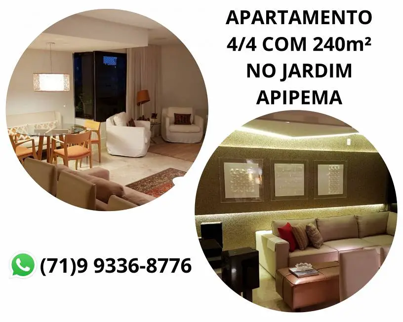 Foto 1 de Apartamento com 4 Quartos à venda, 240m² em Jardim Apipema, Salvador