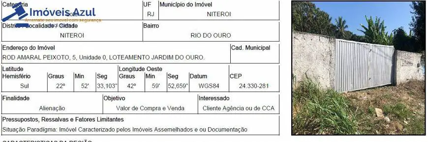 Foto 1 de Lote/Terreno à venda, 3800m² em Rio do Ouro, Niterói