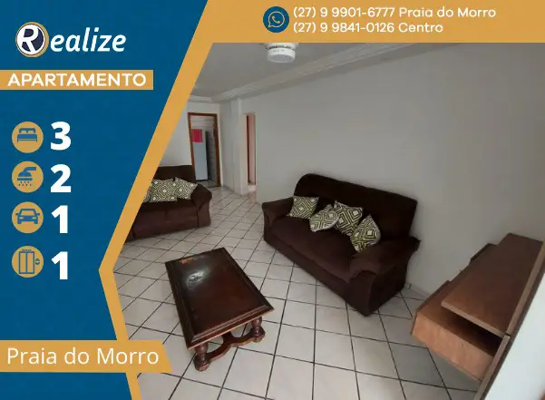 Foto 1 de Apartamento com 3 Quartos à venda, 87m² em Praia do Morro, Guarapari
