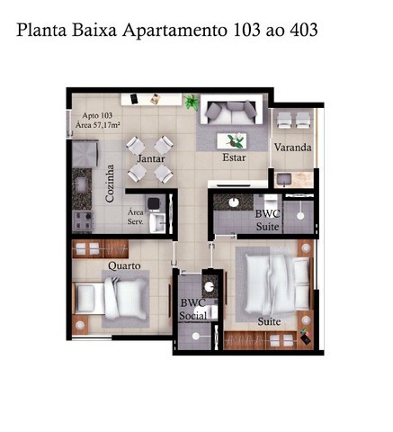 Foto 5 de Apartamento com 1 Quarto à venda, 35m² em Bancários, João Pessoa