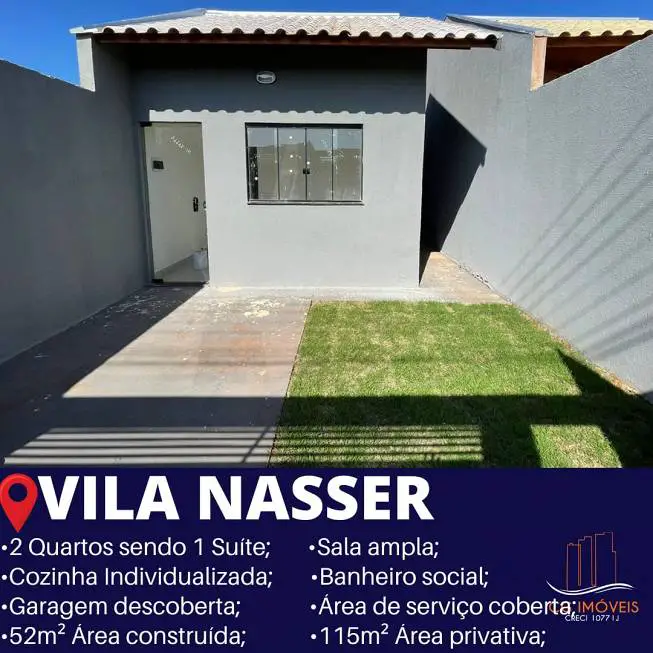 Foto 1 de Casa com 2 Quartos à venda, 52m² em Vila Nasser, Campo Grande