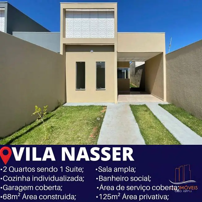 Foto 1 de Casa com 2 Quartos à venda, 68m² em Vila Nasser, Campo Grande
