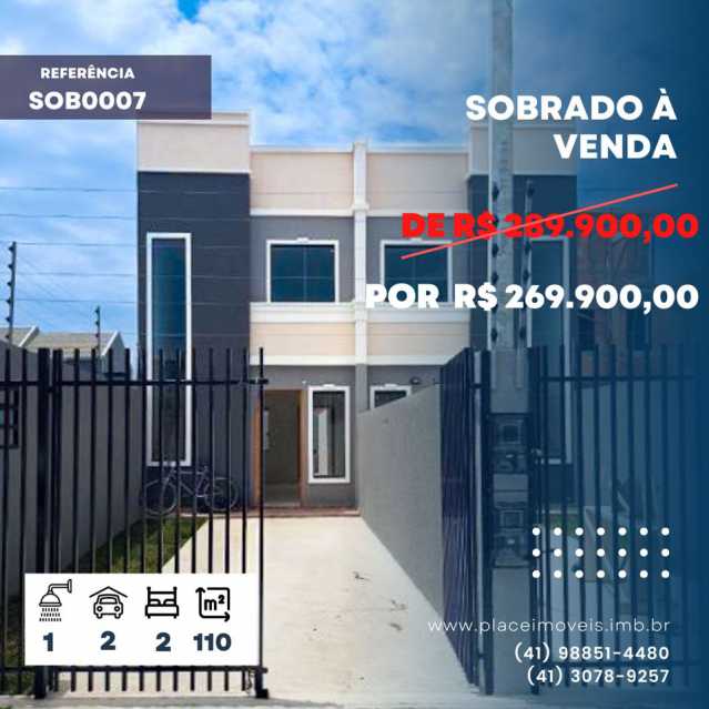 Foto 1 de Sobrado com 2 Quartos à venda, 61m² em Sitio Cercado, Curitiba