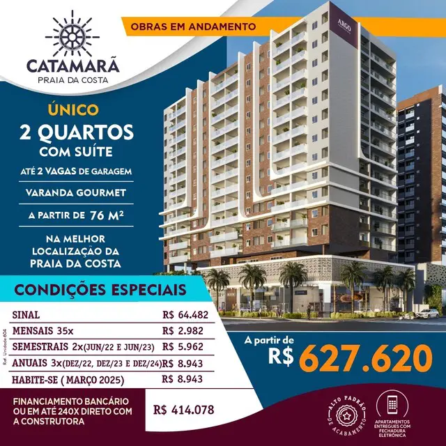 Foto 1 de Apartamento com 2 Quartos à venda, 76m² em Praia da Costa, Vila Velha