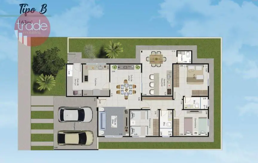 Foto 3 de Casa de Condomínio com 3 Quartos à venda, 163m² em Distrito Industrial, Cravinhos