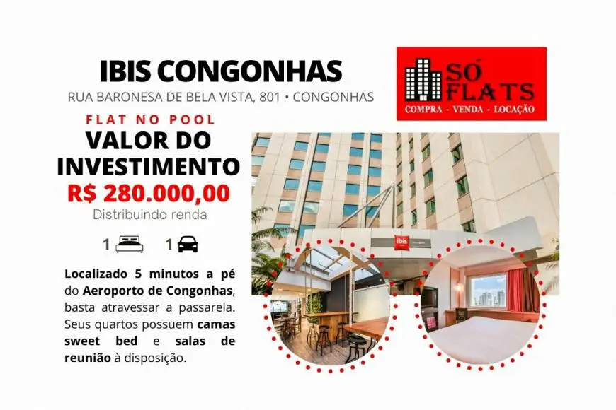 Foto 1 de Flat com 1 Quarto à venda, 24m² em Vila Congonhas, São Paulo