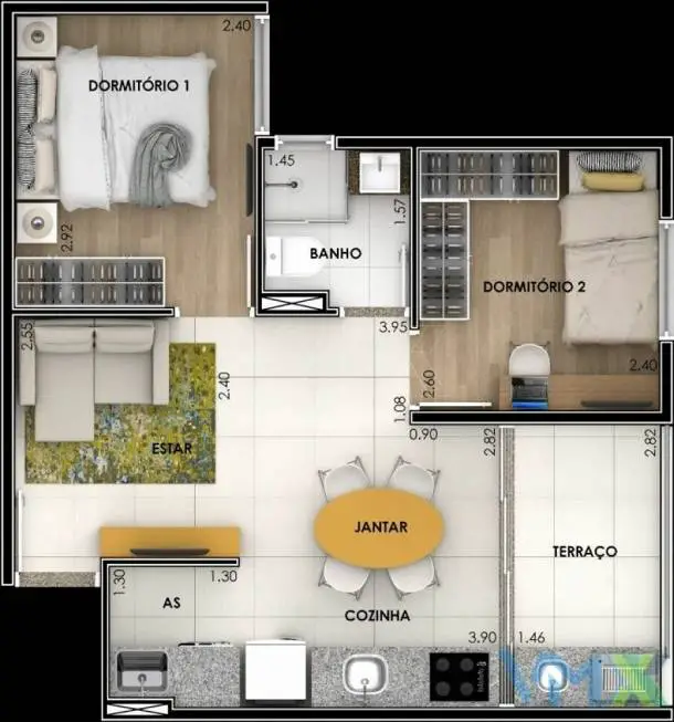 Foto 5 de Apartamento com 2 Quartos à venda, 46m² em Vila Maria, São Paulo
