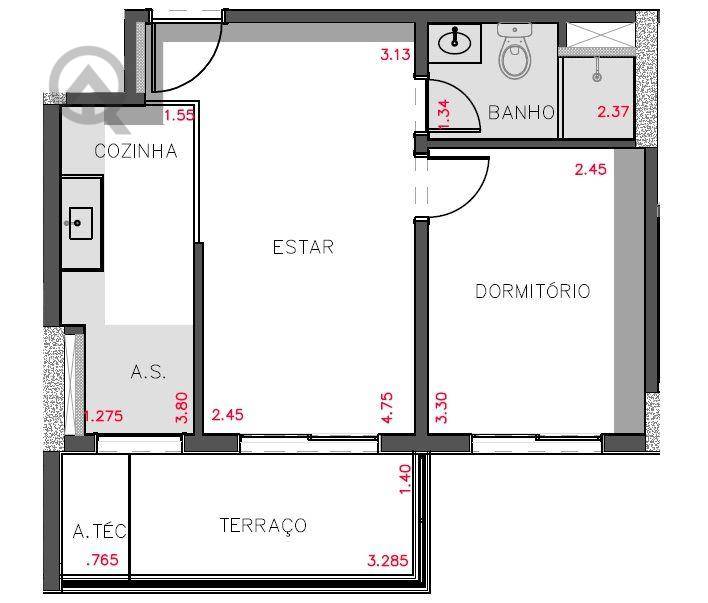 Foto 3 de Apartamento com 1 Quarto à venda, 40m² em Centro, Campinas