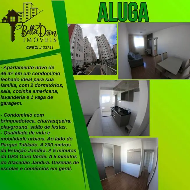 Foto 1 de Apartamento com 2 Quartos para venda ou aluguel, 46m² em Jardim Sao Luiz, Jandira