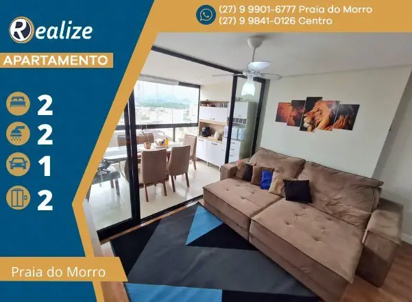 Foto 1 de Apartamento com 2 Quartos à venda, 79m² em Praia do Morro, Guarapari