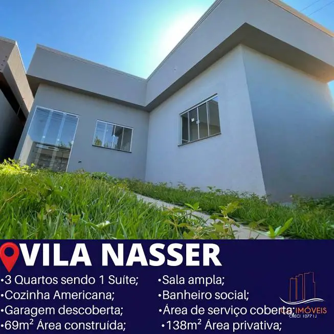 Foto 1 de Casa com 3 Quartos à venda, 69m² em Vila Nasser, Campo Grande
