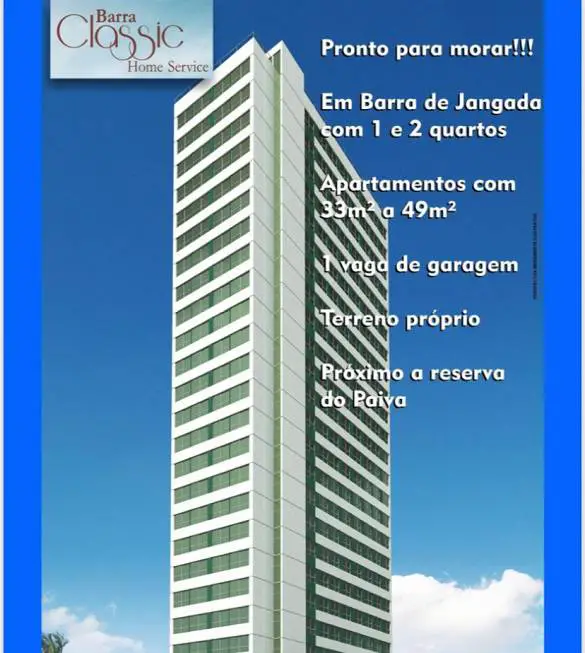 Foto 1 de Apartamento com 1 Quarto à venda, 33m² em Barra de Jangada, Jaboatão dos Guararapes