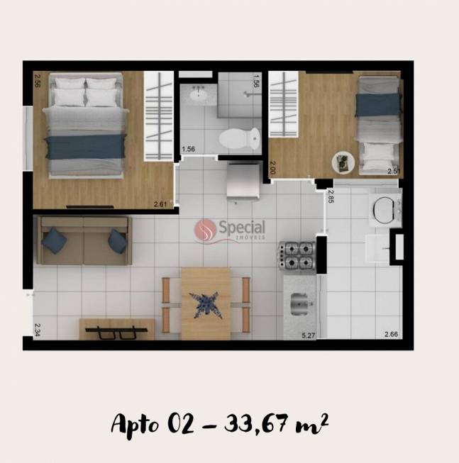 Foto 2 de Apartamento com 2 Quartos à venda, 33m² em Tatuapé, São Paulo