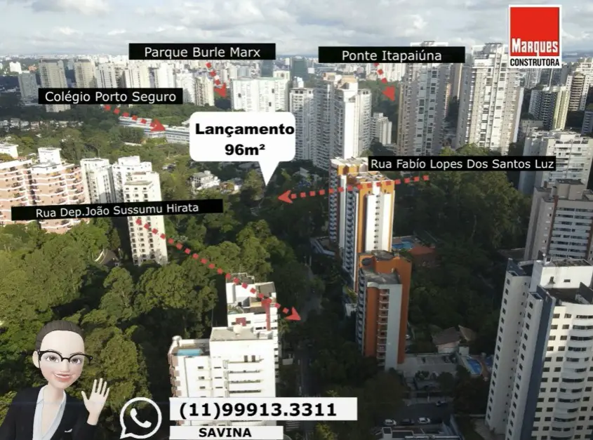 Foto 3 de Apartamento com 3 Quartos à venda, 96m² em Panamby, São Paulo