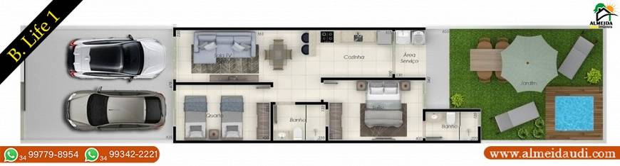 Foto 3 de Casa com 2 Quartos à venda, 58m² em Laranjeiras, Uberlândia