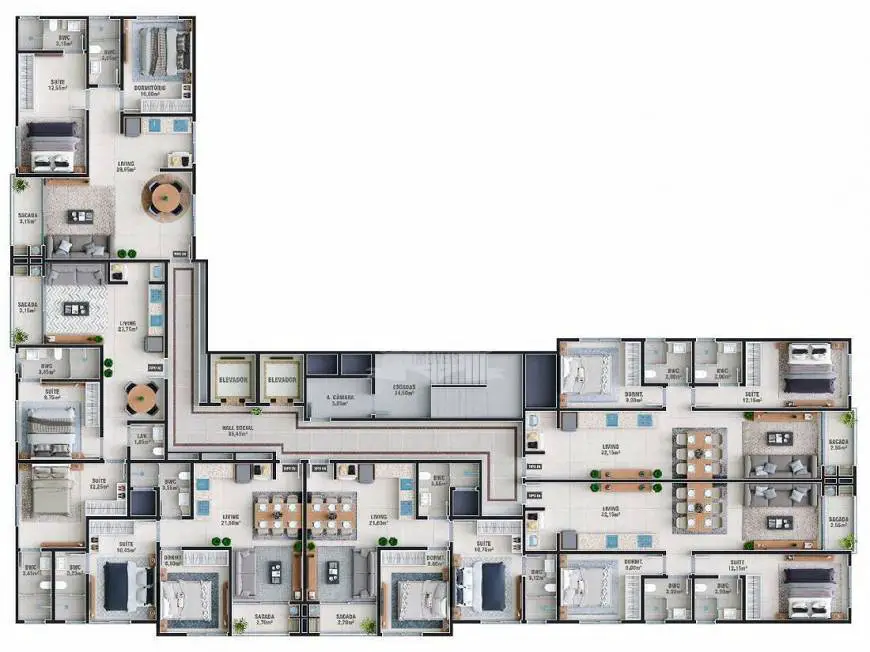 Foto 3 de Apartamento com 2 Quartos à venda, 58m² em Meia Praia, Itapema