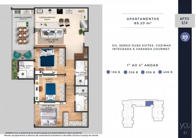 Foto 3 de Apartamento com 2 Quartos à venda, 73m² em Vilas do Atlantico, Lauro de Freitas