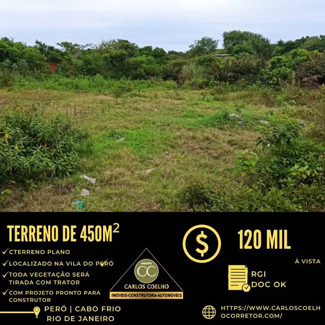 Foto 1 de Lote/Terreno à venda, 450m² em Peró, Cabo Frio