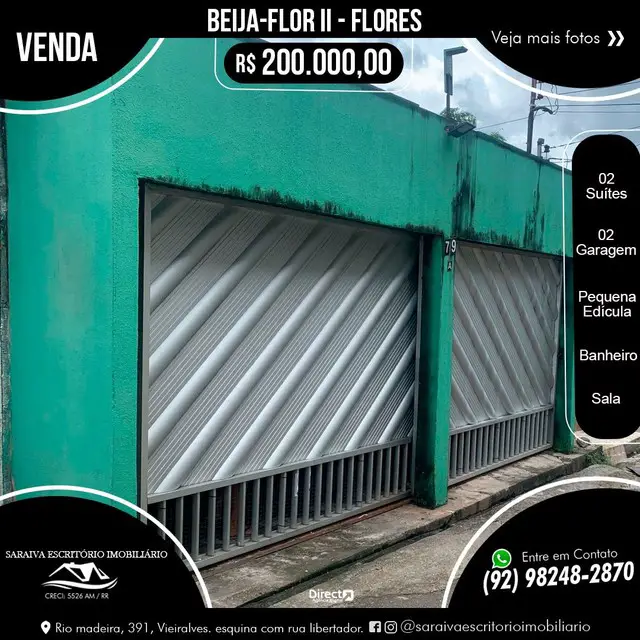 Foto 1 de Casa com 2 Quartos à venda, 140m² em Flores, Manaus