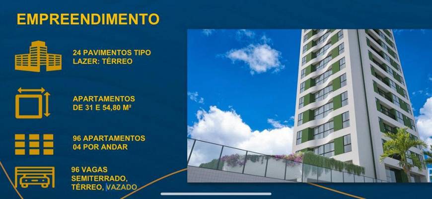 Foto 2 de Apartamento com 1 Quarto à venda, 30m² em Piedade, Jaboatão dos Guararapes