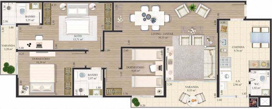 Foto 3 de Apartamento com 3 Quartos à venda, 110m² em Campo Grande, Santos