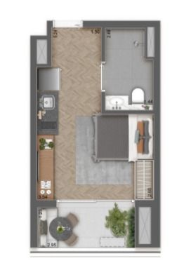 Foto 2 de Apartamento com 1 Quarto à venda, 25m² em Campo Belo, São Paulo