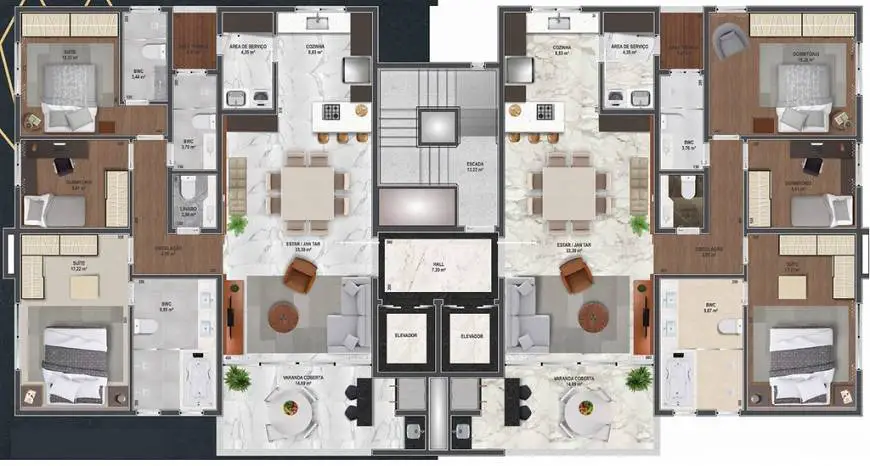 Foto 3 de Apartamento com 3 Quartos à venda, 146m² em Centro, São José dos Pinhais