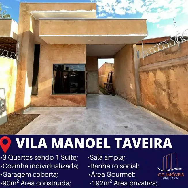 Foto 1 de Casa com 3 Quartos à venda, 90m² em Vila Manoel Taveira , Campo Grande