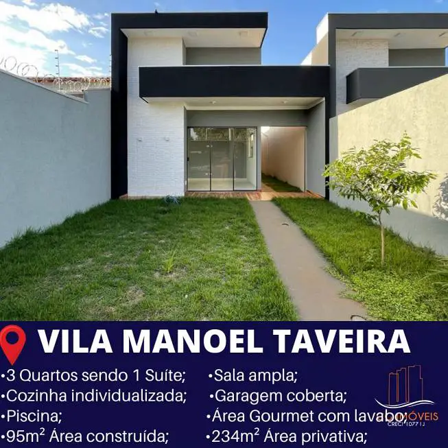 Foto 1 de Casa com 3 Quartos à venda, 95m² em Vila Manoel Taveira , Campo Grande