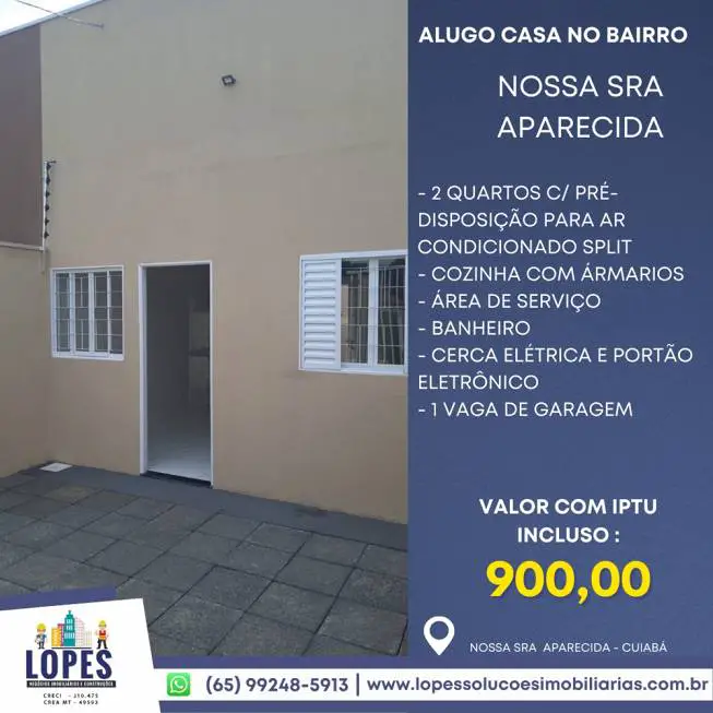 Foto 1 de Casa com 2 Quartos para alugar, 38m² em Nossa Senhora Aparecida, Cuiabá