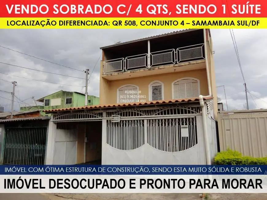 Foto 1 de Sobrado com 4 Quartos à venda, 300m² em Samambaia Sul, Brasília