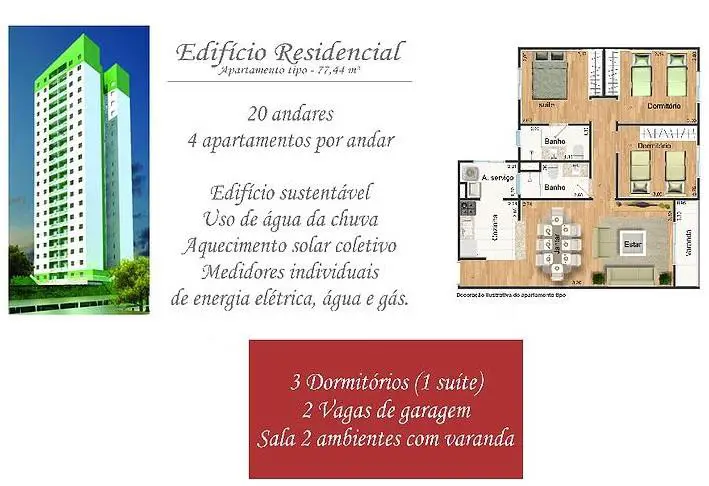 Foto 1 de Apartamento com 3 Quartos à venda, 77m² em Jardim Alto de Santa Cruz, Itatiba