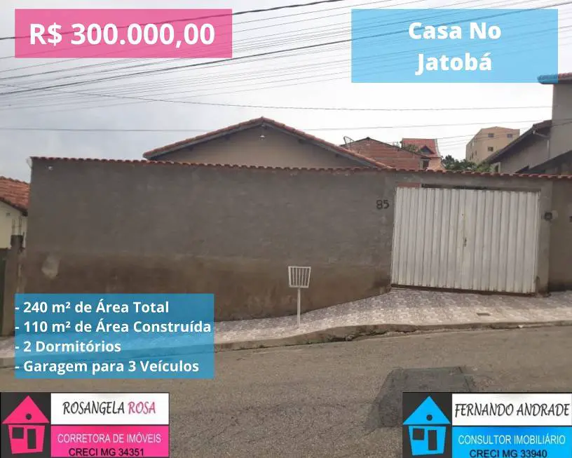 Foto 1 de Casa com 2 Quartos à venda, 110m² em Aeroporto Jatoba, Pouso Alegre