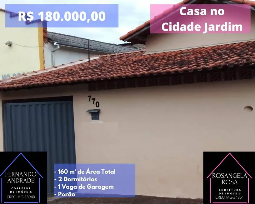 Foto 1 de Casa com 2 Quartos à venda, 160m² em Cidade Jardim, Pouso Alegre
