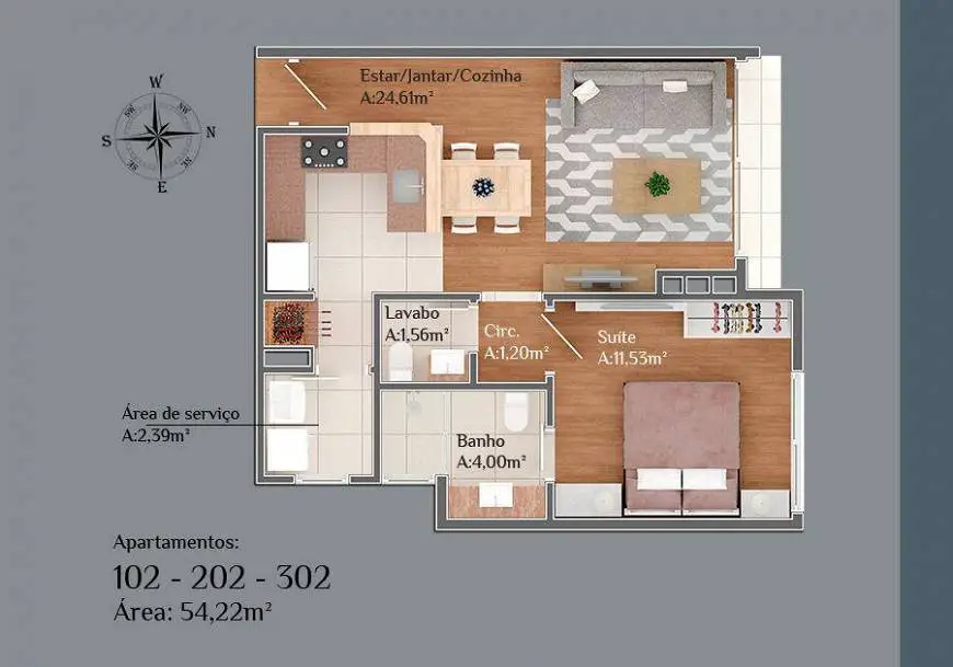 Foto 1 de Apartamento com 1 Quarto à venda, 54m² em Floresta, Gramado