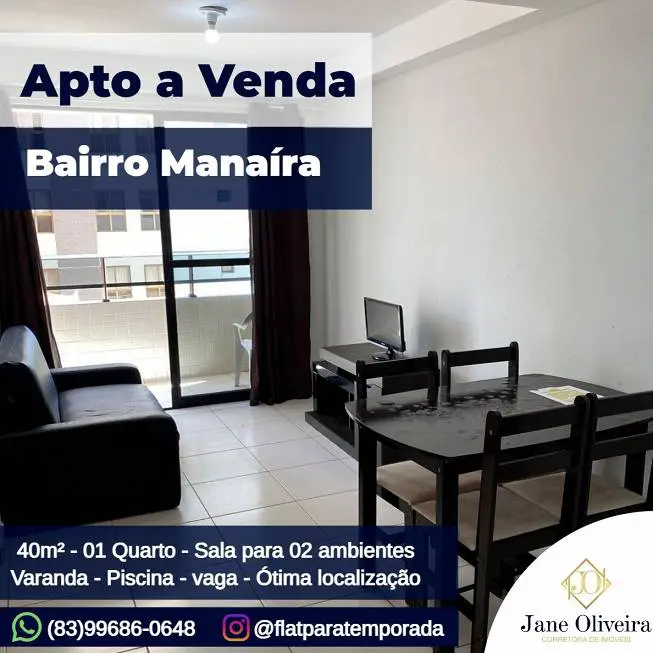 Foto 1 de Apartamento com 1 Quarto à venda, 40m² em Manaíra, João Pessoa