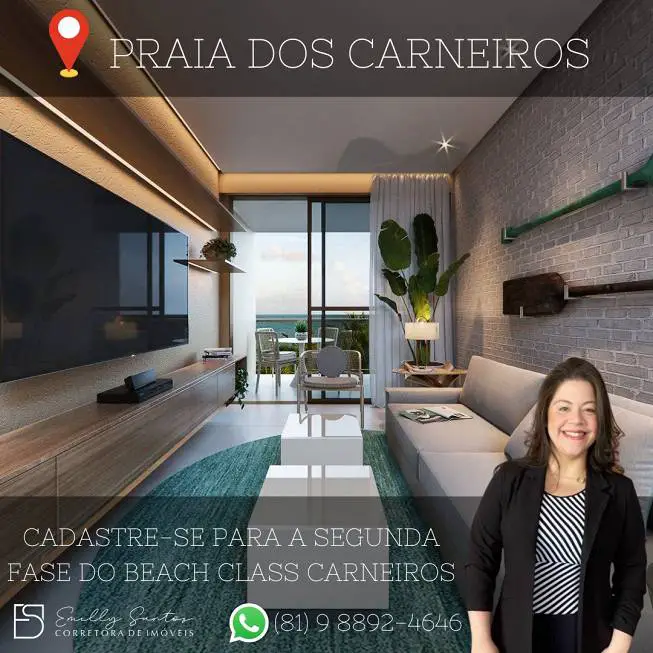 Foto 2 de Apartamento com 1 Quarto à venda, 44m² em Praia dos Carneiros, Tamandare