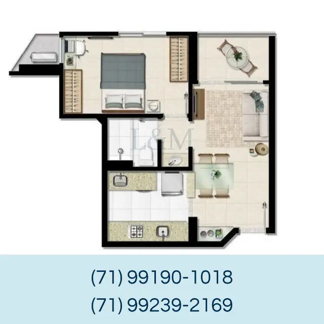 Foto 3 de Apartamento com 1 Quarto à venda, 40m² em Santa Teresa, Salvador