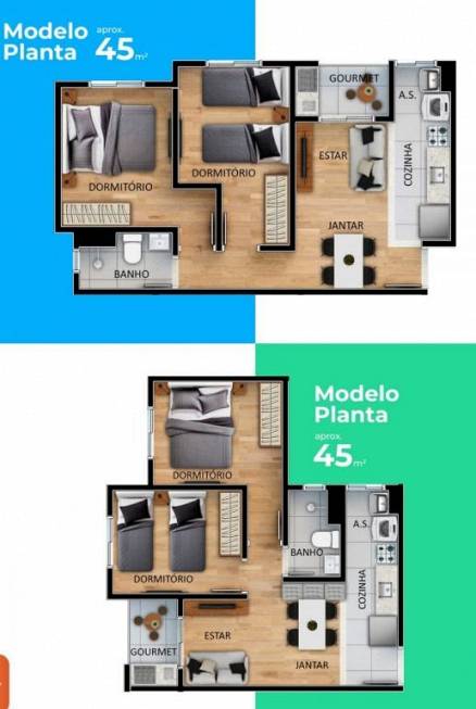 Foto 4 de Apartamento com 2 Quartos à venda, 45m² em Campo das Antas, Poços de Caldas