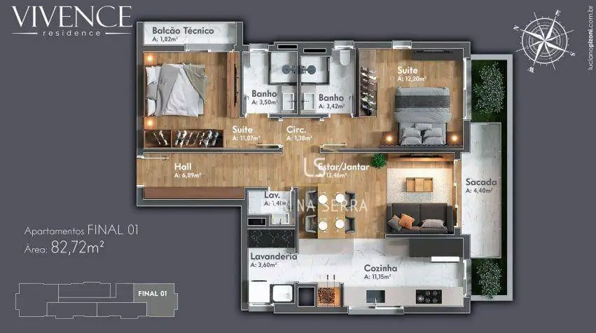 Foto 5 de Apartamento com 2 Quartos à venda, 116m² em Centro, Canela