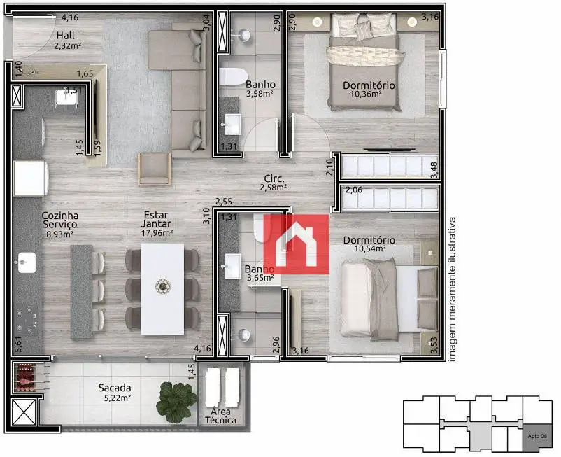 Foto 4 de Apartamento com 2 Quartos à venda, 75m² em Goiás, Santa Cruz do Sul