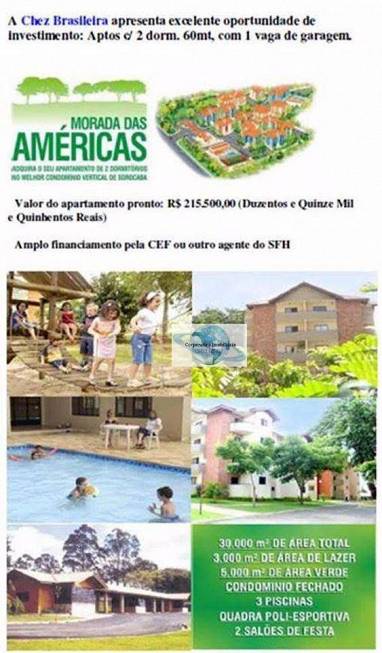 Foto 1 de Apartamento com 2 Quartos à venda, 61m² em Jardim Novo Mundo, Sorocaba