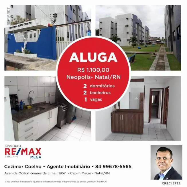 Foto 3 de Apartamento com 2 Quartos para alugar, 65m² em Neópolis, Natal